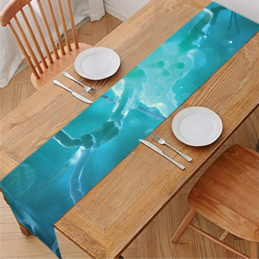 Blue Neurons In The Brain Print Table Runner