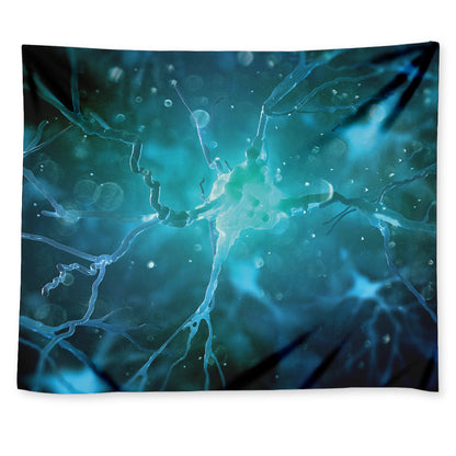 Blue Neurons In The Brain Print Tapestry
