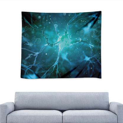 Blue Neurons In The Brain Print Tapestry