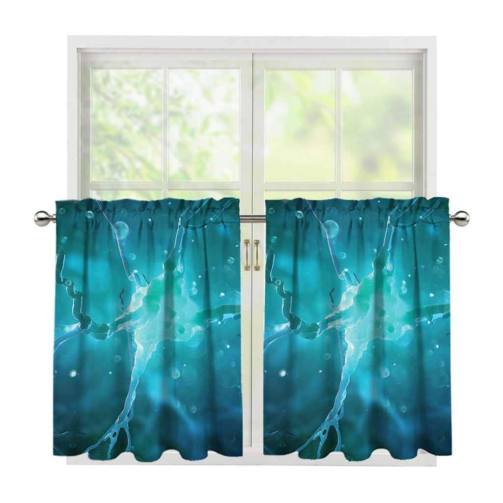 Blue Neurons In The Brain Print Tier Curtains