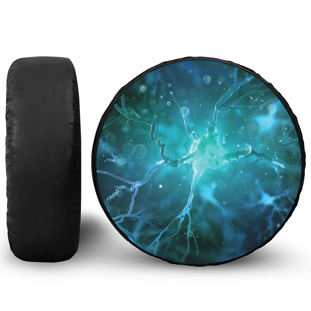 Blue Neurons In The Brain Print Tire Cover