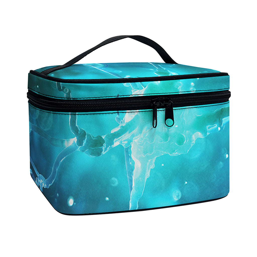 Blue Neurons In The Brain Print Travel Makeup Bag