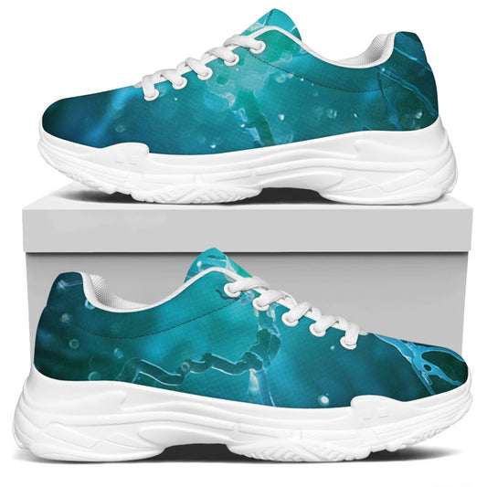 Blue Neurons In The Brain Print White Chunky Shoes