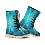 Blue Neurons In The Brain Print Winter Boots