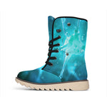 Blue Neurons In The Brain Print Winter Boots