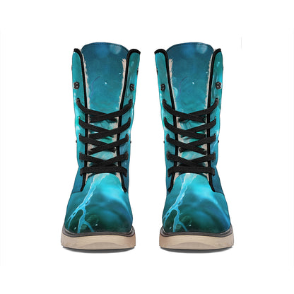 Blue Neurons In The Brain Print Winter Boots
