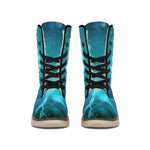 Blue Neurons In The Brain Print Winter Boots