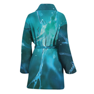 Blue Neurons In The Brain Print Women's Bathrobe