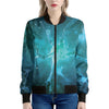 Blue Neurons In The Brain Print Women's Bomber Jacket