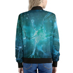 Blue Neurons In The Brain Print Women's Bomber Jacket