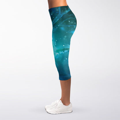 Blue Neurons In The Brain Print Women's Capri Leggings
