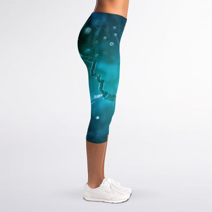 Blue Neurons In The Brain Print Women's Capri Leggings