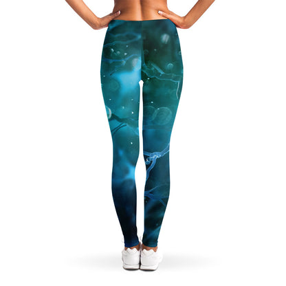 Blue Neurons In The Brain Print Women's Leggings