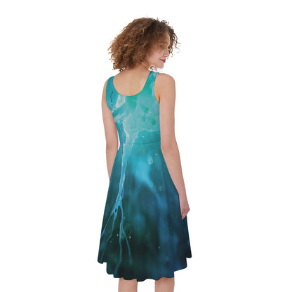 Blue Neurons In The Brain Print Women's Sleeveless Dress