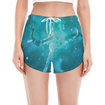 Blue Neurons In The Brain Print Women's Split Running Shorts