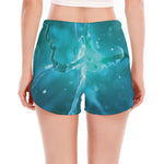Blue Neurons In The Brain Print Women's Split Running Shorts