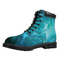 Blue Neurons In The Brain Print Padded Collar Lace Up Boots