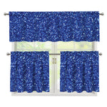 Blue (NOT Real) Glitter Print 3 Piece Kitchen Curtains