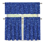 Blue (NOT Real) Glitter Print 3 Piece Kitchen Curtains