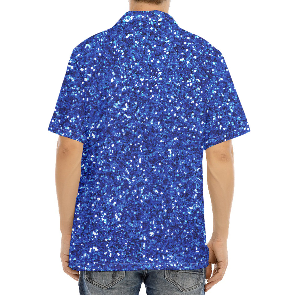 Blue (NOT Real) Glitter Print Aloha Shirt