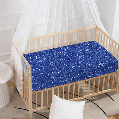 Blue (NOT Real) Glitter Print Baby Crib Sheet