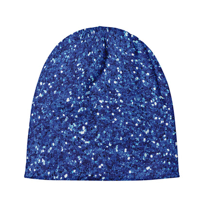 Blue (NOT Real) Glitter Print Beanie