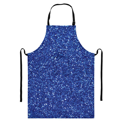 Blue (NOT Real) Glitter Print Bib Apron With Pocket