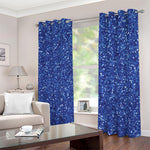 Blue (NOT Real) Glitter Print Blackout Grommet Curtains