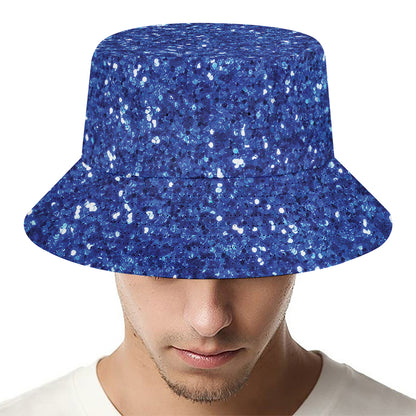 Blue (NOT Real) Glitter Print Bucket Hat