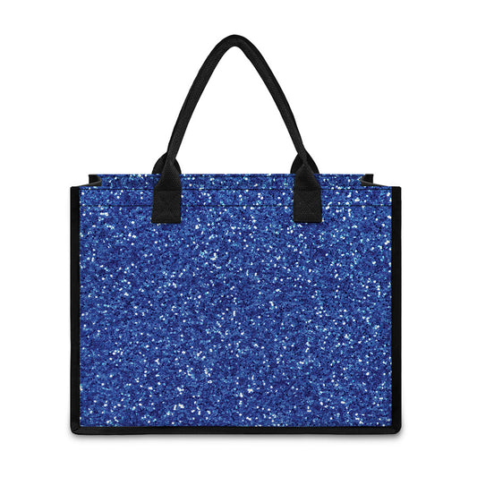 Blue (NOT Real) Glitter Print Canvas Tote Bag