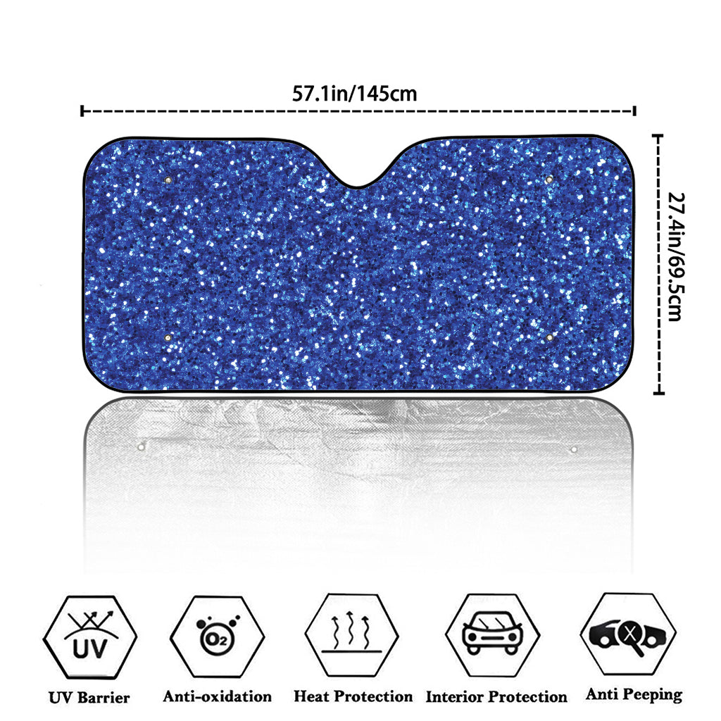 Blue (NOT Real) Glitter Print Car Windshield Sun Shade