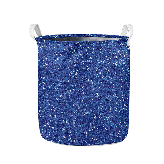 Blue (NOT Real) Glitter Print Collapsible Laundry Basket