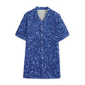 Blue (NOT Real) Glitter Print Cotton Hawaiian Shirt