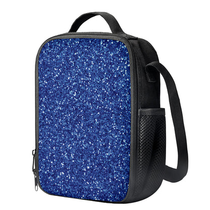 Blue (NOT Real) Glitter Print Crossbody Lunch Bag