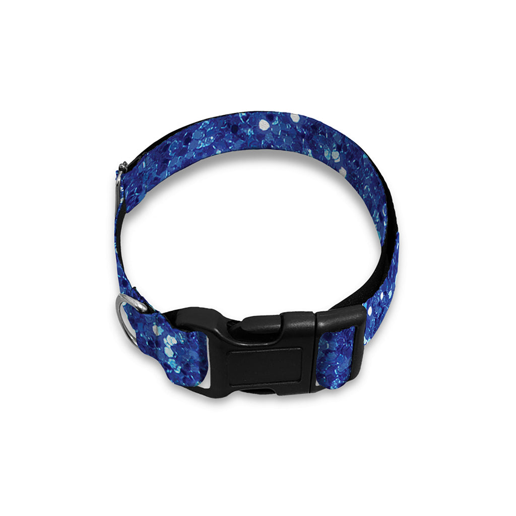 Blue (NOT Real) Glitter Print Dog Collar