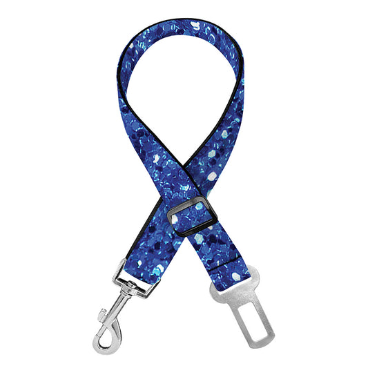 Blue (NOT Real) Glitter Print Dog Seat Belt