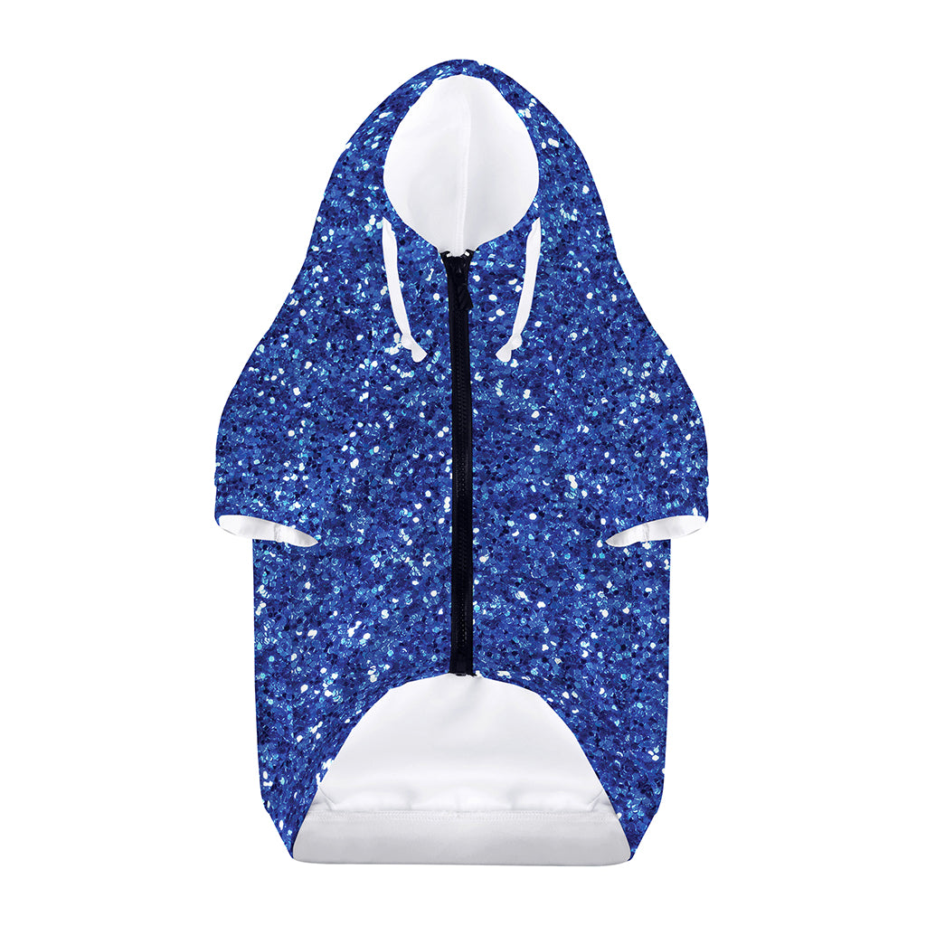 Blue (NOT Real) Glitter Print Dog Zip Up Hoodie