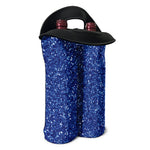 Blue (NOT Real) Glitter Print Double Neoprene Wine Tote