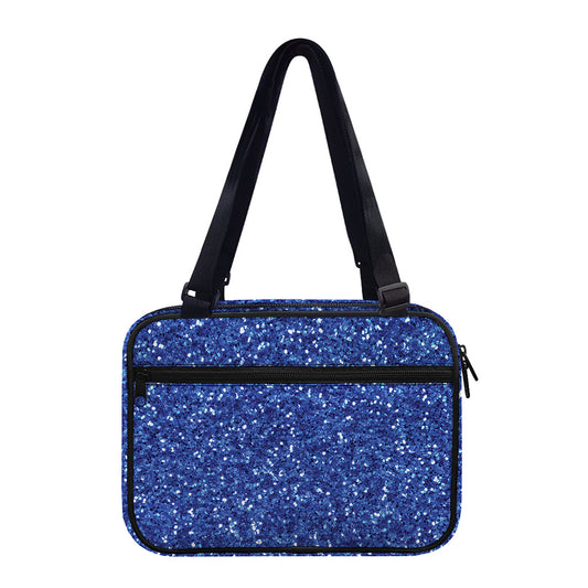 Blue (NOT Real) Glitter Print Double Strap Bible Bag
