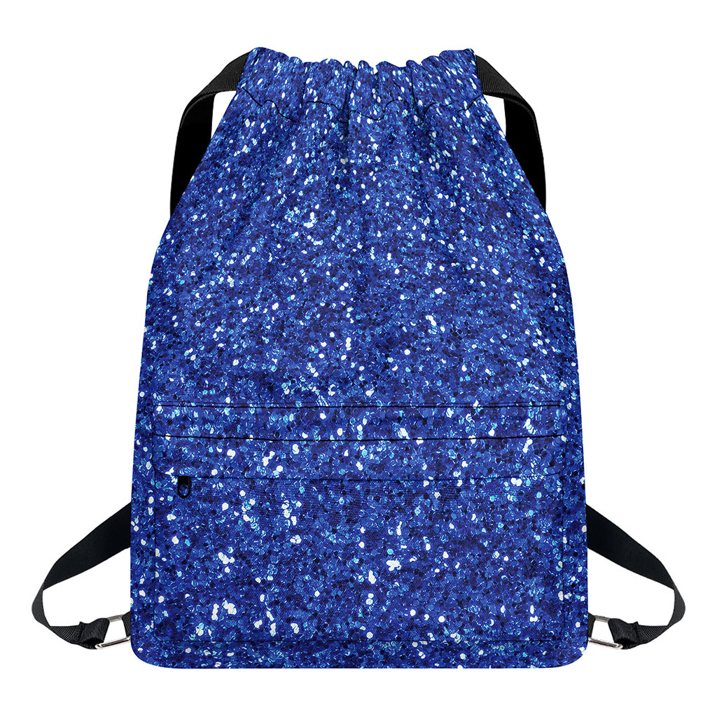 Blue (NOT Real) Glitter Print Drawstring Backpack