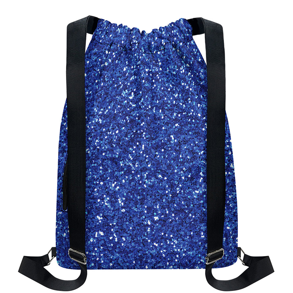 Blue (NOT Real) Glitter Print Drawstring Backpack