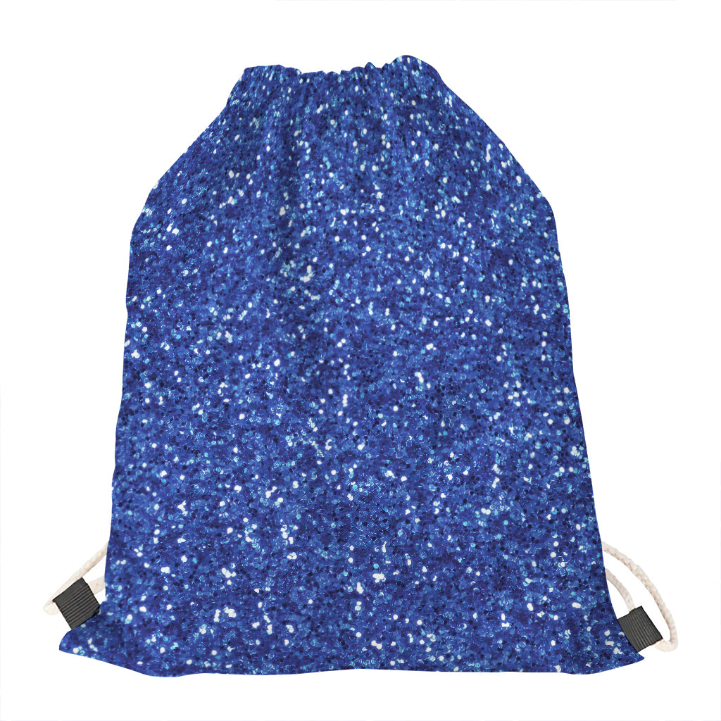 Blue (NOT Real) Glitter Print Drawstring Bag