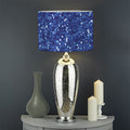 Blue (NOT Real) Glitter Print Drum Lamp Shade