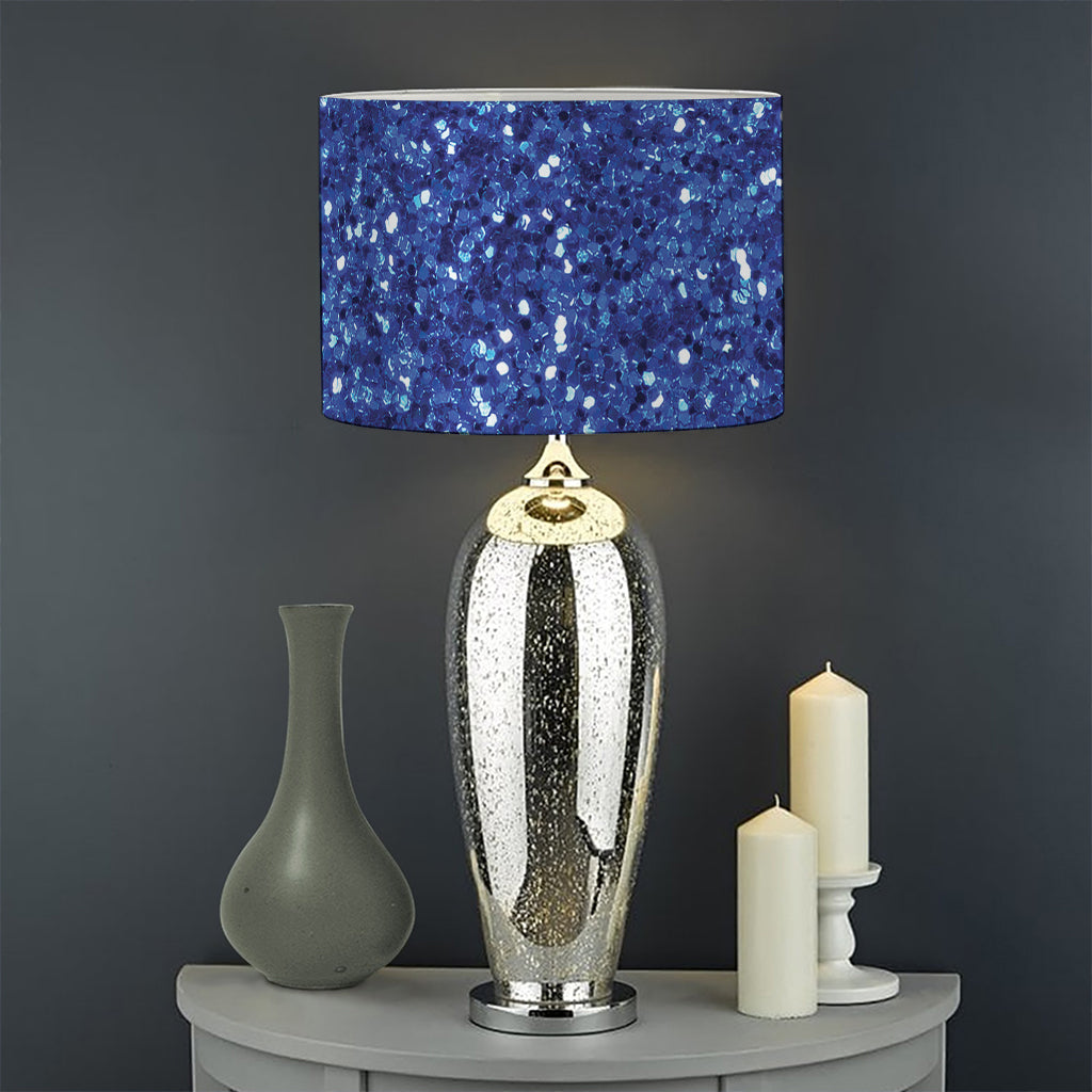 Blue (NOT Real) Glitter Print Drum Lamp Shade
