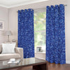 Blue (NOT Real) Glitter Print Extra Wide Grommet Curtains