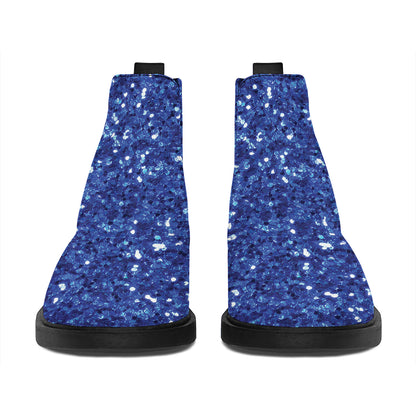 Blue (NOT Real) Glitter Print Flat Ankle Boots