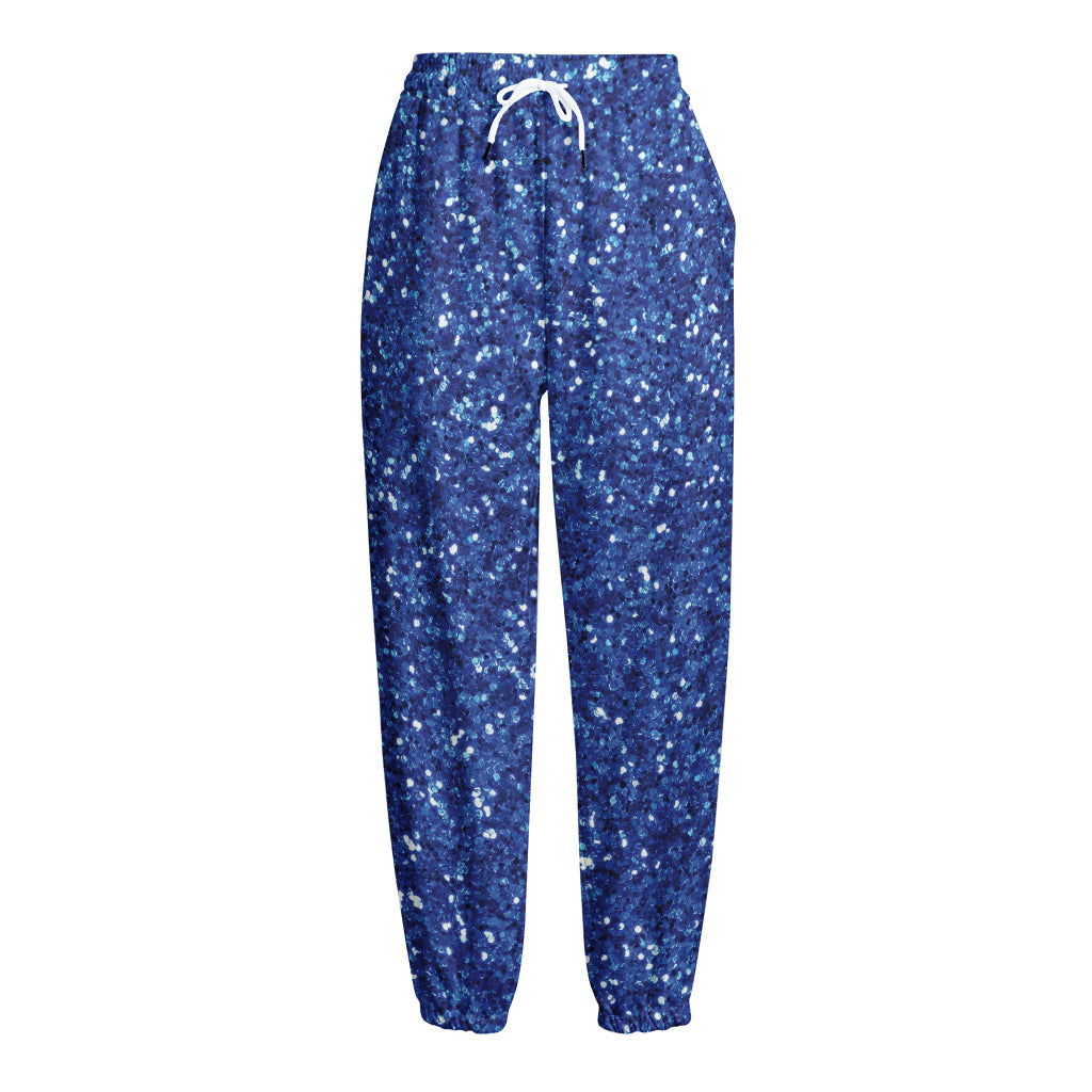 Blue (NOT Real) Glitter Print Fleece Lined Knit Pants