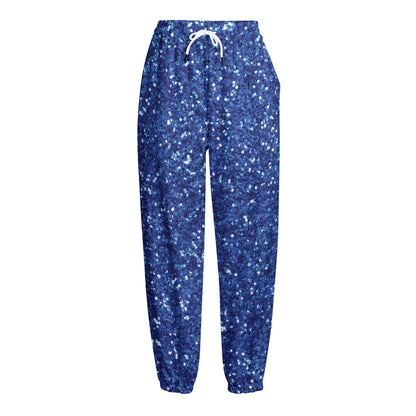 Blue (NOT Real) Glitter Print Fleece Lined Knit Pants