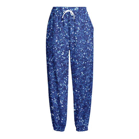 Blue (NOT Real) Glitter Print Fleece Lined Knit Pants