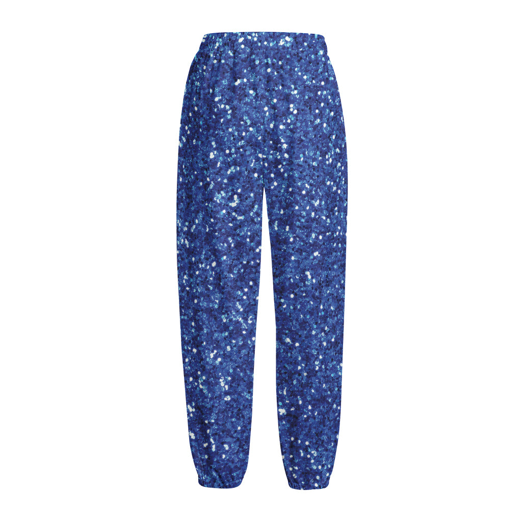 Blue (NOT Real) Glitter Print Fleece Lined Knit Pants